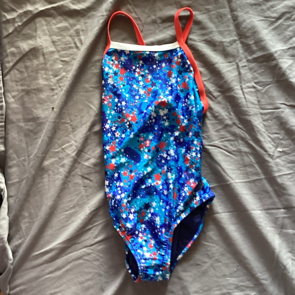 Speedo Kids Starry Blue and Red One-Piece Swimsuit